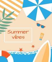 Summer vibes background. Flat design. vector