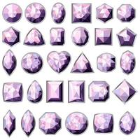 Big set of different types of amethyst gemstones