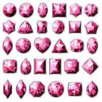 Set of different types of pink gemstones vector