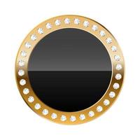 Black round border with golden frame and diamonds vector