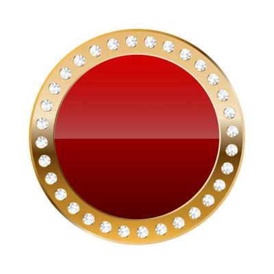 Red round border with golden frame and diamonds