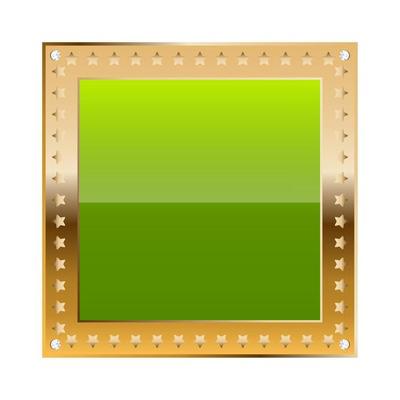 Green square border with golden frame and diamonds