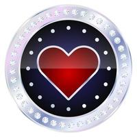 ficha de casino plateada con corazones de juego de cartas. vector