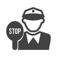 Traffic Police Glyph Black Icon vector