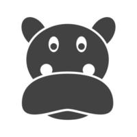 Hippopotamus Face Glyph Black Icon vector
