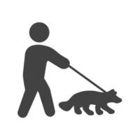 icono de glifo de perro caminando negro vector