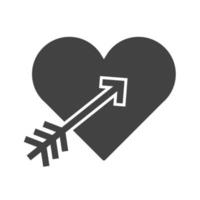 Heart with arrow Glyph Black Icon vector