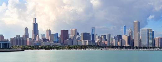 Chicago skyline over Lake Michigan photo