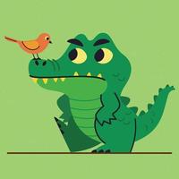 Alligator Mascot and The Little Bird vector