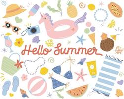 Hello Summer Beach Vacation Vector Set