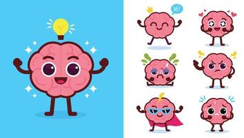 Brain Mascot Vector Set
