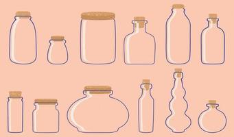 Cork Jars and Bottles Vector Set