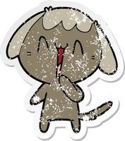 distressed sticker of a cute cartoon dog vector