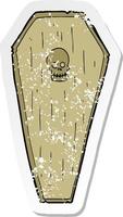 retro distressed sticker of a spooky cartoon coffin vector