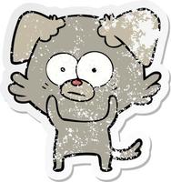 distressed sticker of a nervous dog cartoon vector