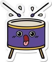 sticker of a cute cartoon drum