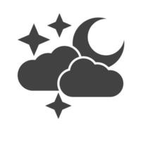 Cloudy with moon Glyph Black Icon vector