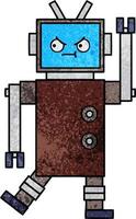 retro grunge texture cartoon robot vector