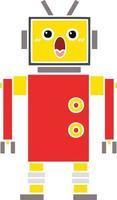 flat color retro cartoon robot vector