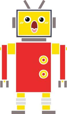 flat color retro cartoon robot