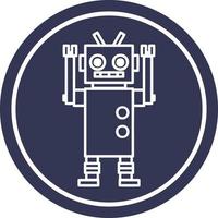 dancing robot circular icon vector