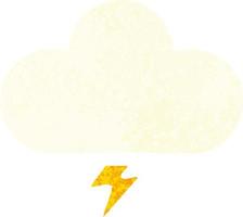 retro illustration style cartoon thunder cloud vector