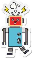 sticker of a cute cartoon crazed robot vector