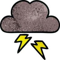 retro grunge texture cartoon storm cloud vector