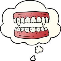 cartoon vampire teeth and thought bubble in smooth gradient style vector