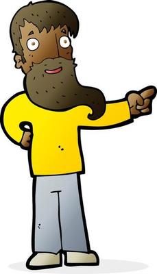 cartoon man with beard pointing