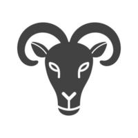 Moutain Goat Face Glyph Black Icon vector