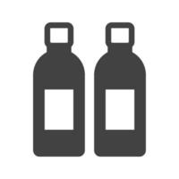 dos botellas glifo icono negro vector