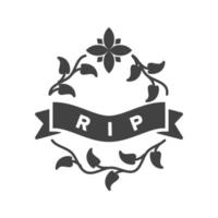 Rest In Peace Glyph Black Icon vector