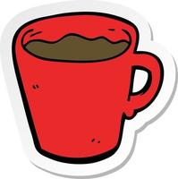 sticker of a cartoon coffee mug vector