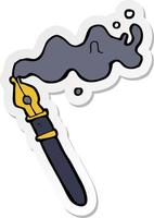 sticker of a cartoon fountain pen vector