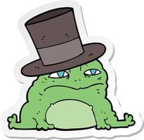 sticker of a cartoon rich toad vector