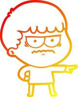 warm gradient line drawing cartoon annoyed man vector