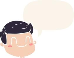 cartoon male face and speech bubble in retro style vector