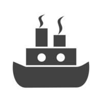 icono de glifo de barco de vapor negro vector