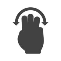 Three Fingers Rotate Glyph Black Icon vector