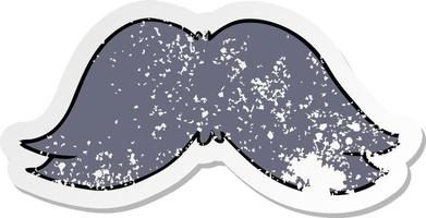 distressed sticker cartoon doodle of a mans moustache vector