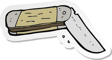 sticker of a cartoon folding knife vector