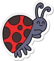 sticker of a cute cartoon ladybug vector