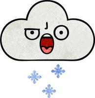 nube de nieve de dibujos animados de textura grunge retro vector