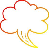 warm gradient line drawing cartoon whooshing cloud vector