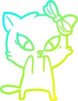 cold gradient line drawing cartoon cat vector