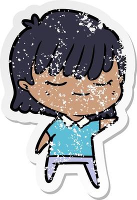 distressed sticker of a cartoon woman