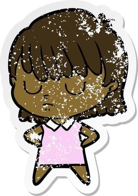 distressed sticker of a cartoon woman