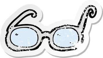 retro distressed sticker of a cartoon glasses vector