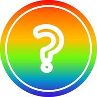 signo de interrogación circular en el espectro del arco iris vector